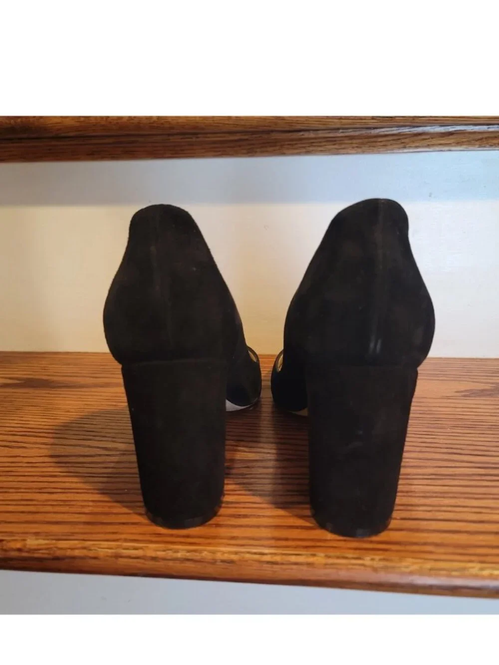 BUTTER Made In Italy Black Ladies Business Dress Shoes Suede Chunky Heels sz 7